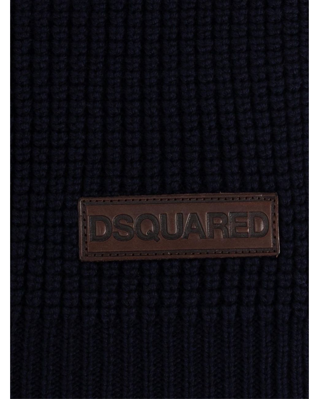 DSquared² Black Logo Patch Knit Wool Scarf for men