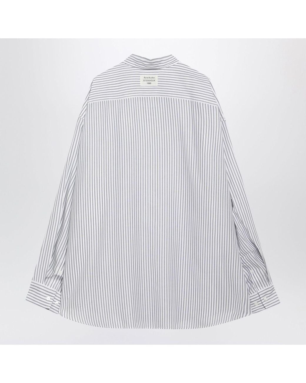 Acne White Striped Lyocell Shirt for men
