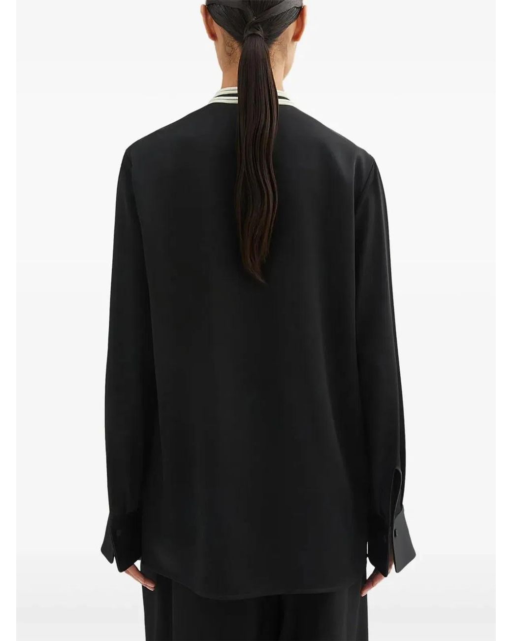 Jil Sander Black Camisa Larga Pechera Contraste Shirt