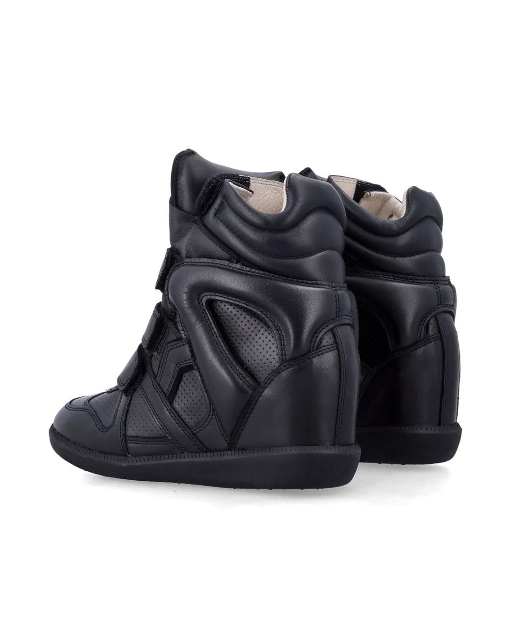 Isabel Marant Black Bekett Leather Wedge Sneakers