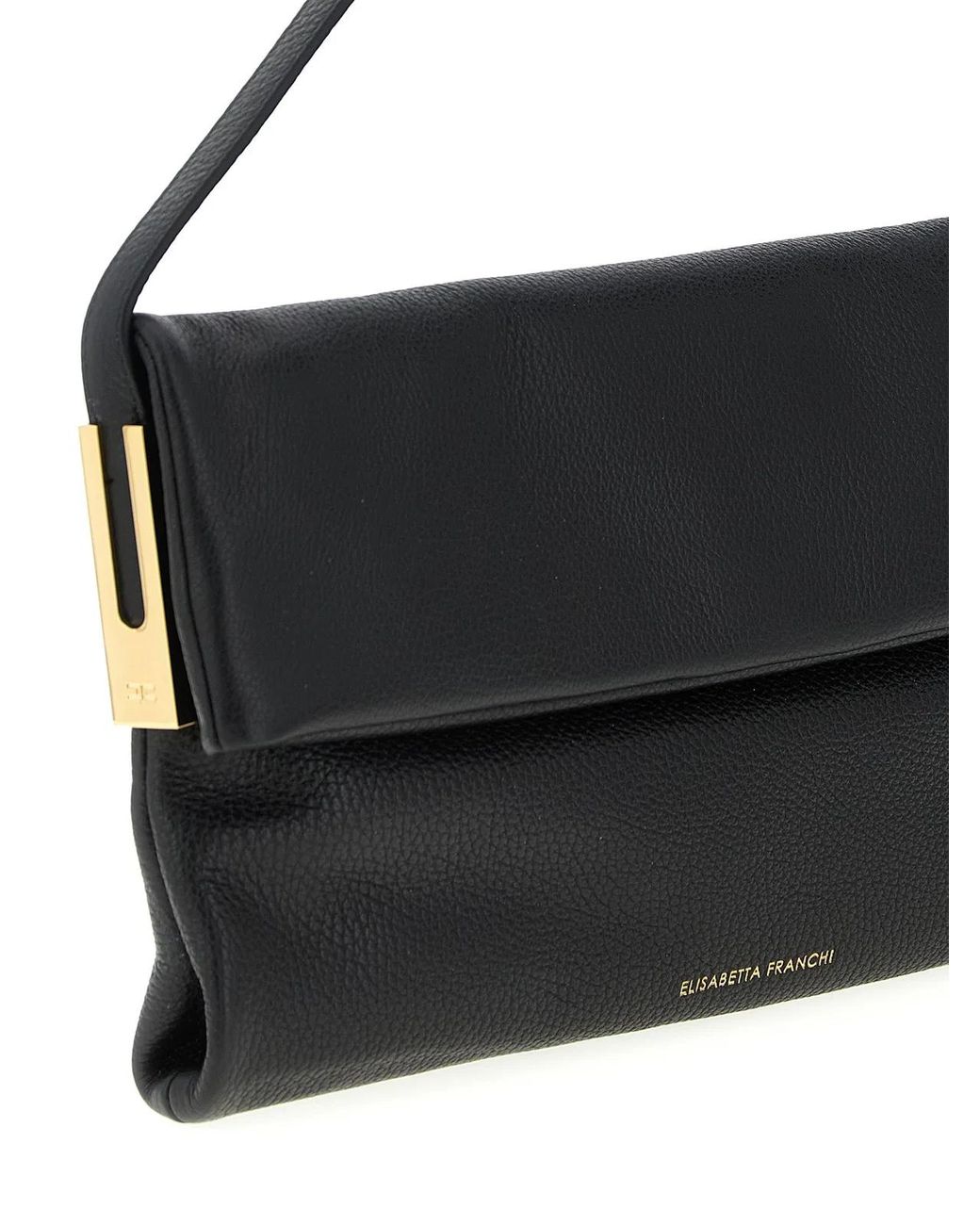 Elisabetta Franchi Black Logo Shoulder Bag