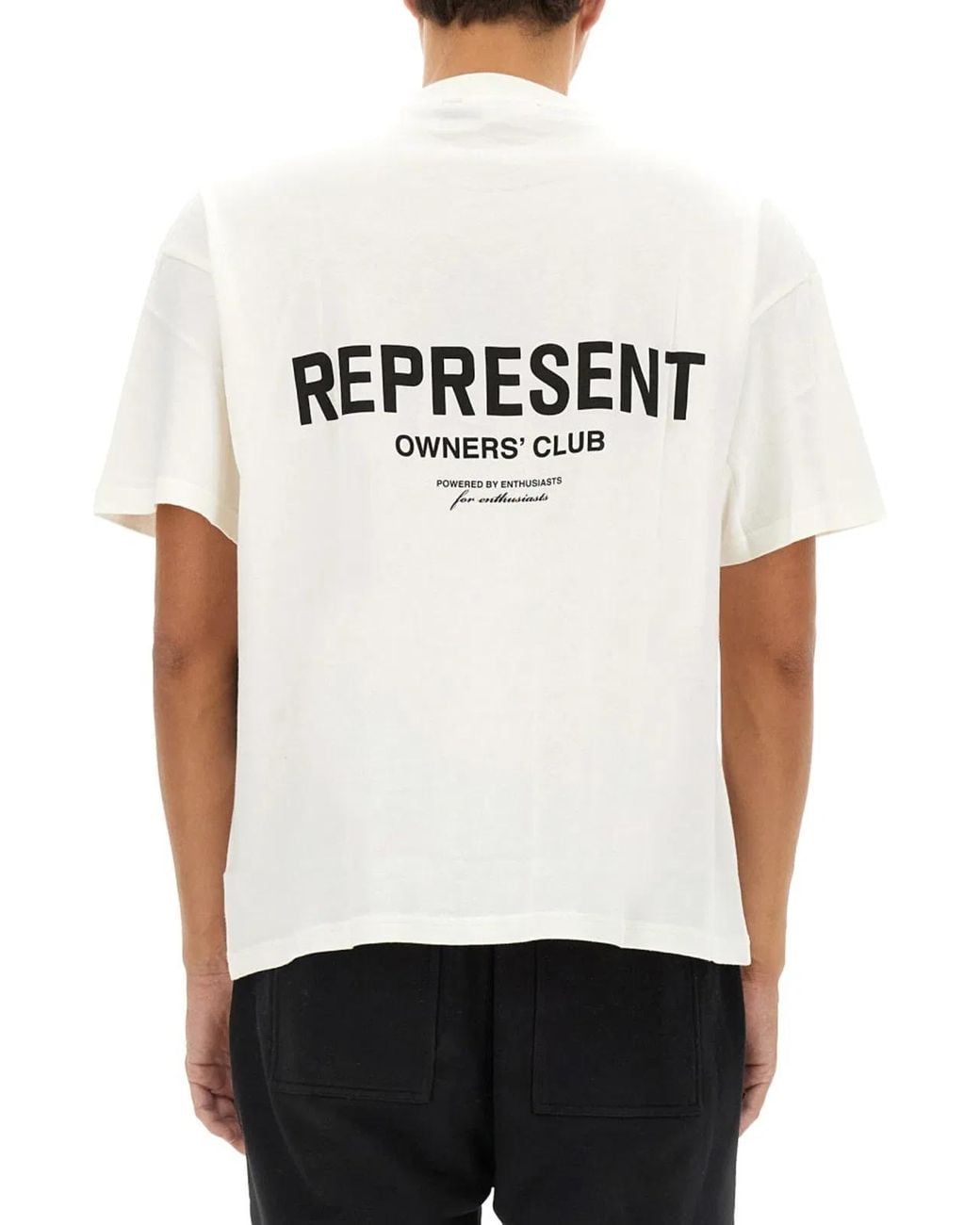 Represent White Cotton Crew-Neck T-Shirt for men