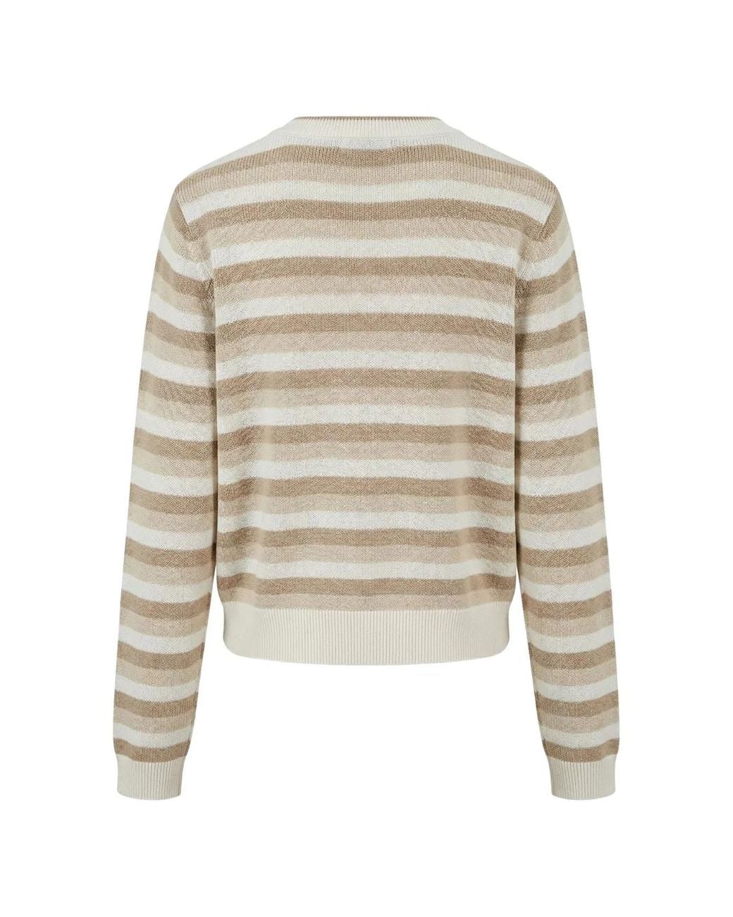 Brunello Cucinelli White Stripped Sweater