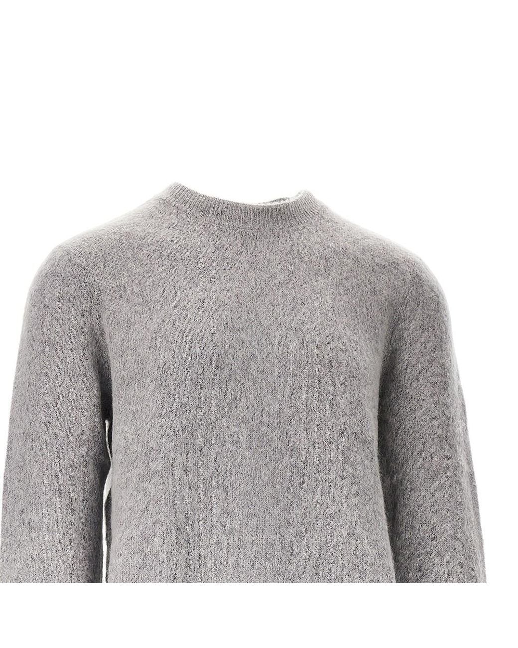 Emporio Armani Gray Mohair Blend Crewneck Sweater for men
