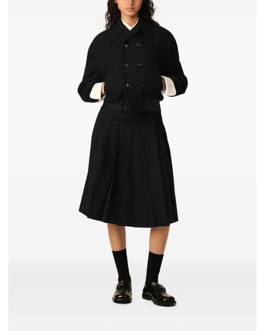 AMI Black Wool Bomber Jacket