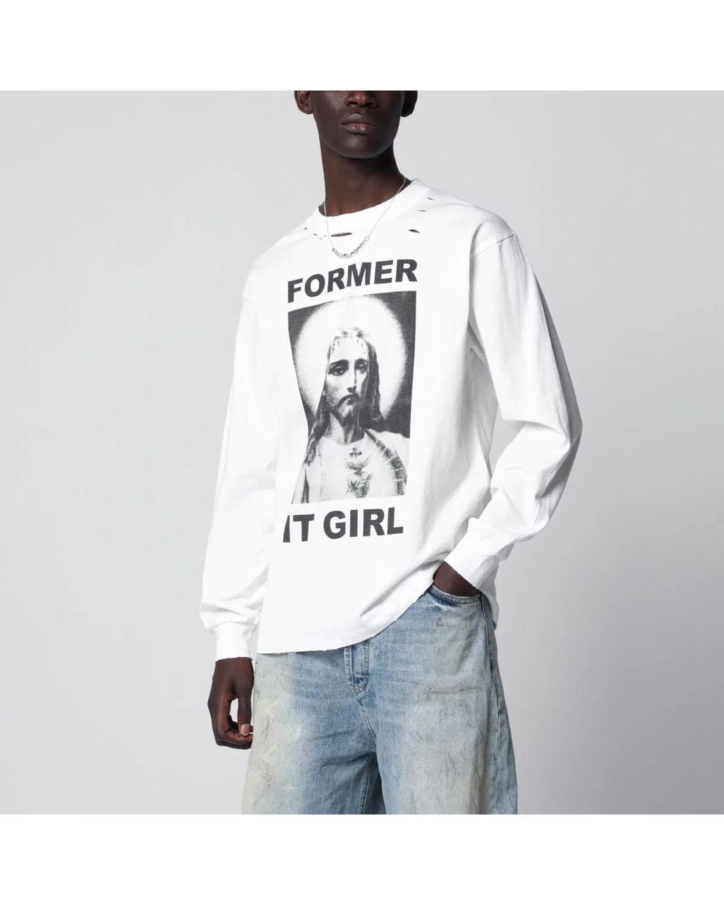 DAGGER White Former It Girl Long-Sleeve T-Shirt for men