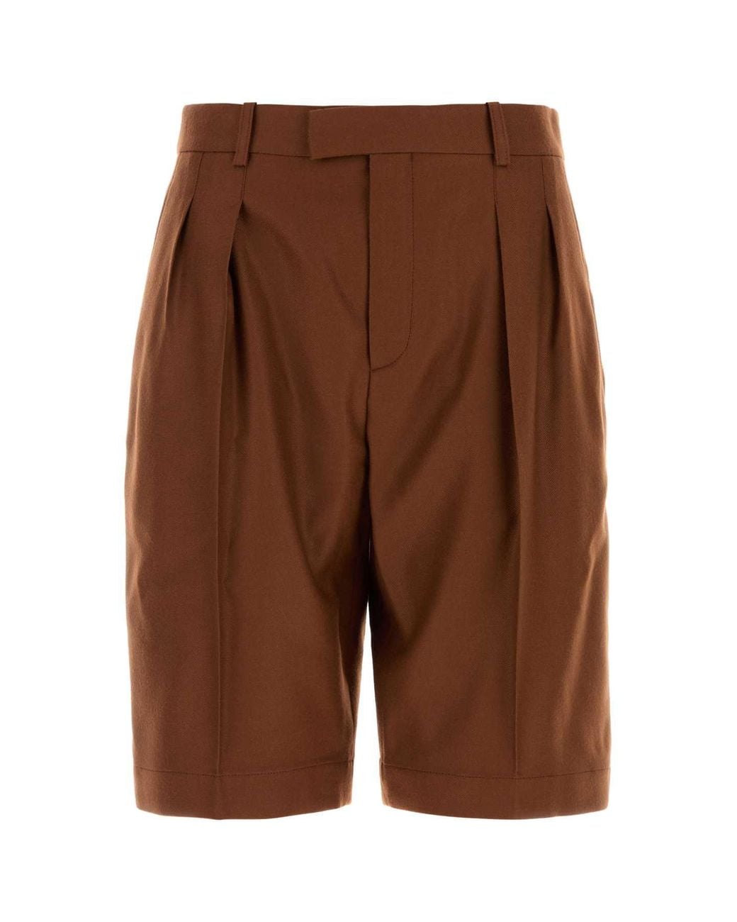 Saint Laurent Brown Caramel Cashmere Bermuda Shorts