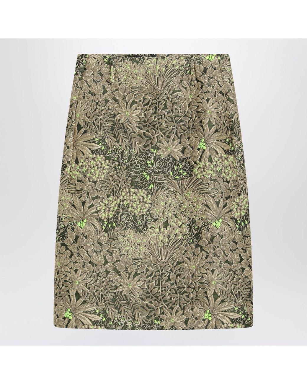 Dries Van Noten Green Skirt With Floral Jacquard Pattern