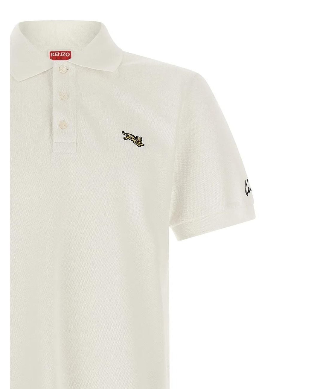 KENZO White Happy Tiger' Polo Shirt for men