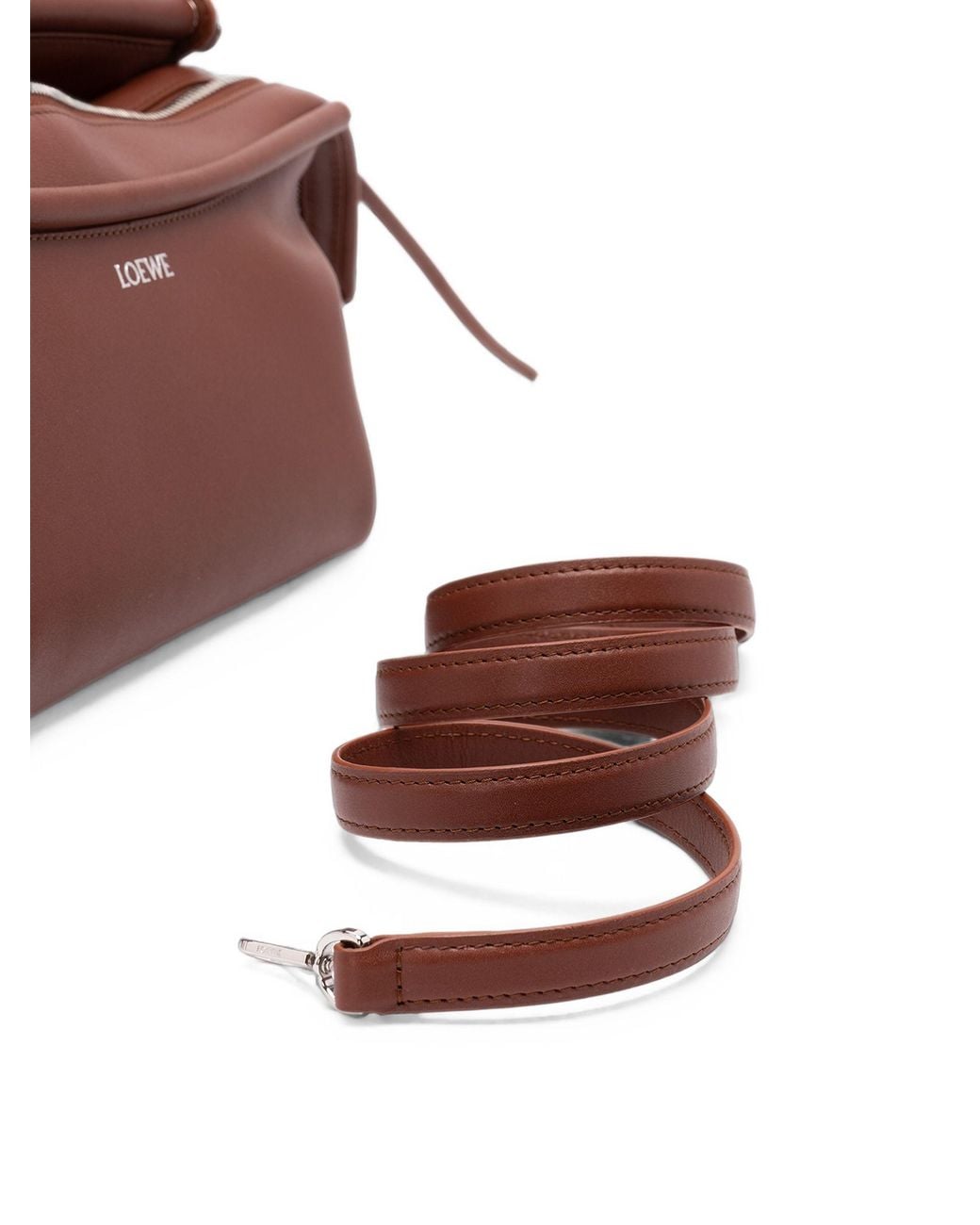 Loewe Brown Whisker Glazed Calfskin Shoulder Bag