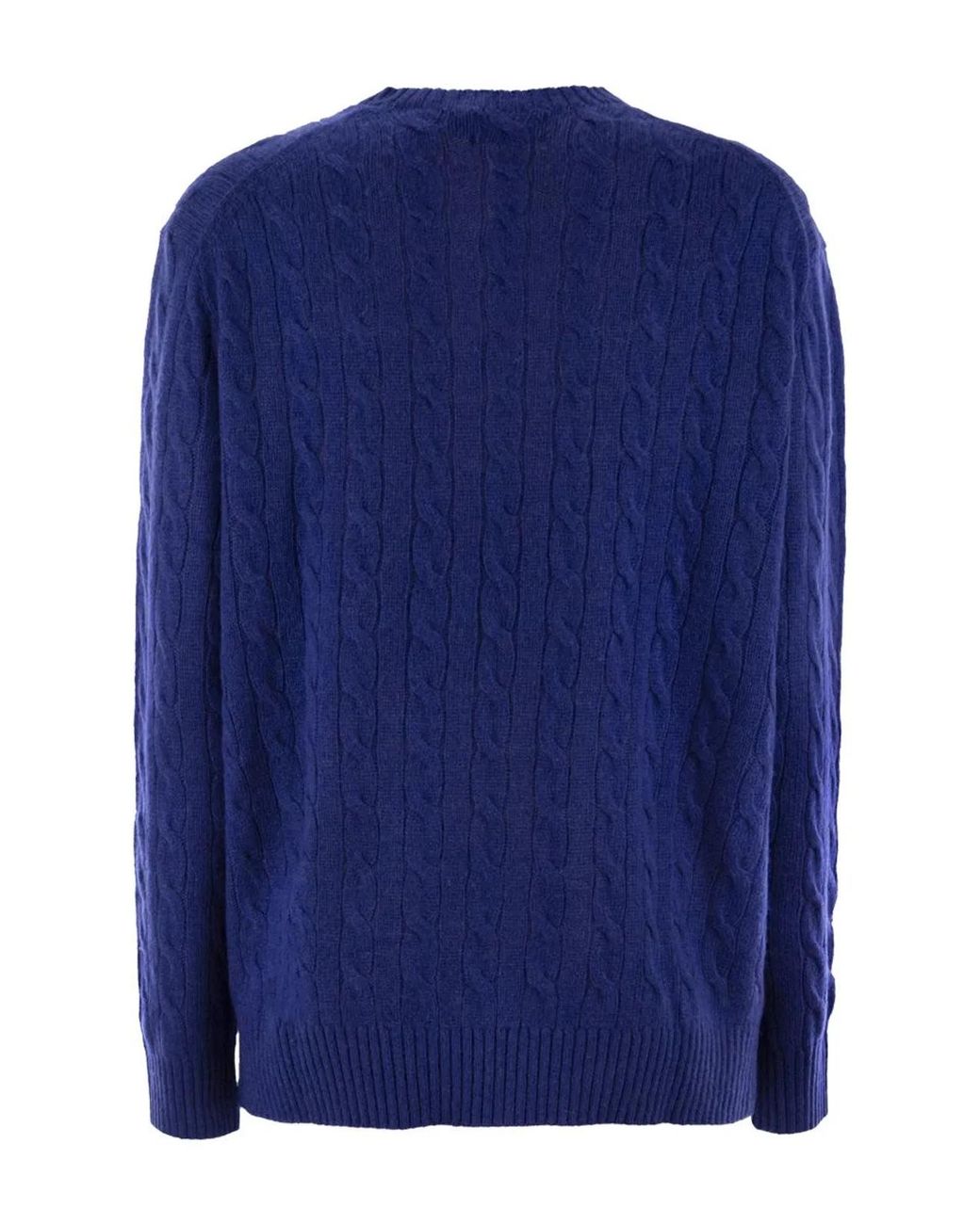 Polo Ralph Lauren Blue Plaited Wool And Cashmere Crew-Neck