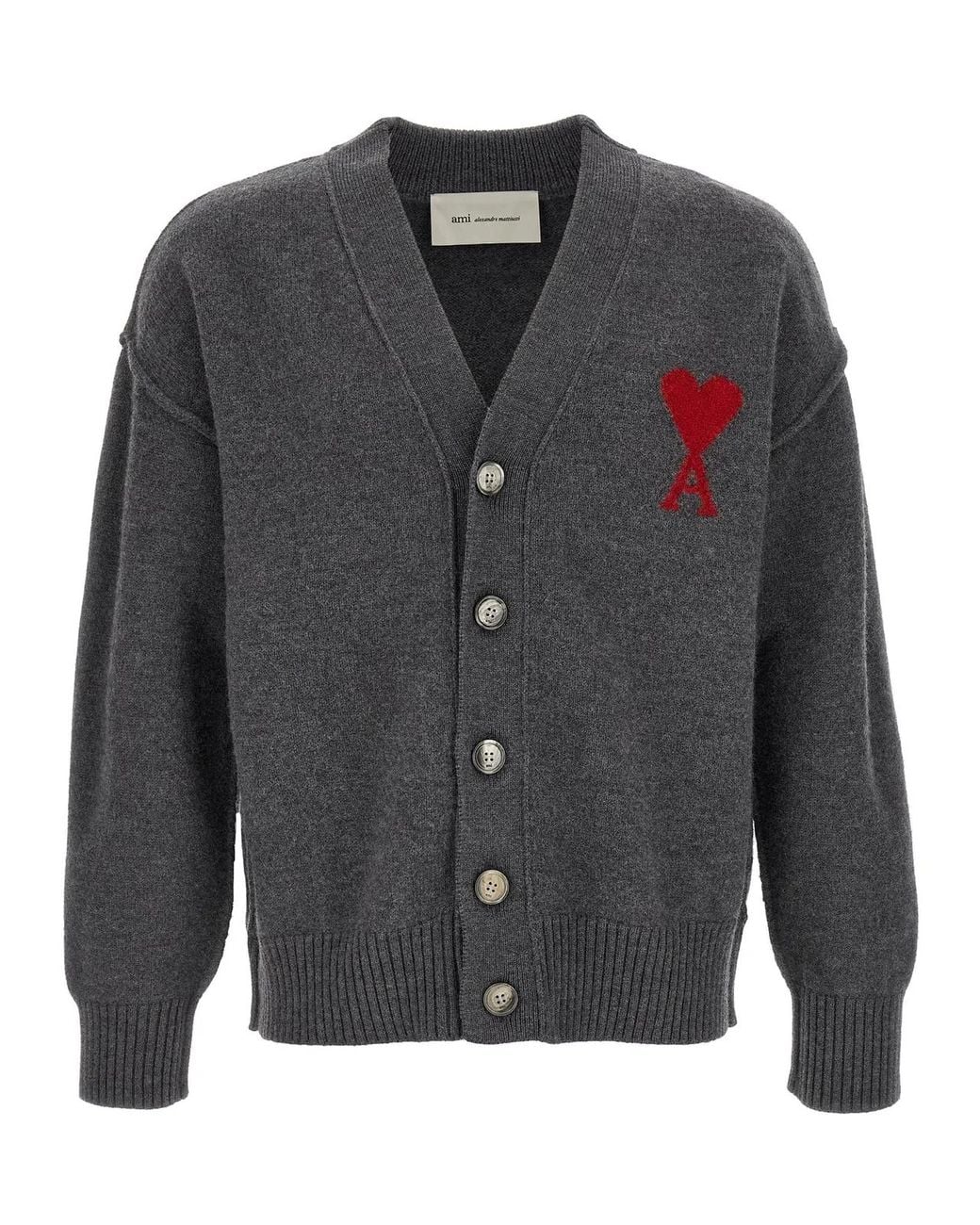 AMI Gray 'Ami De Coeur' Cardigan for men