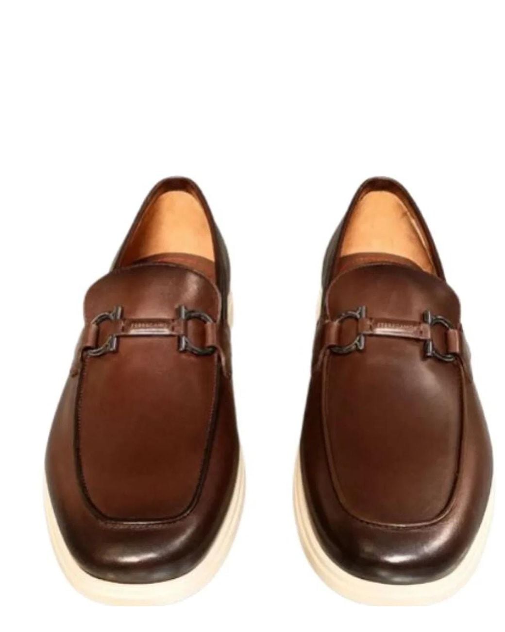 Ferragamo Brown Leather Flat Shoes for men