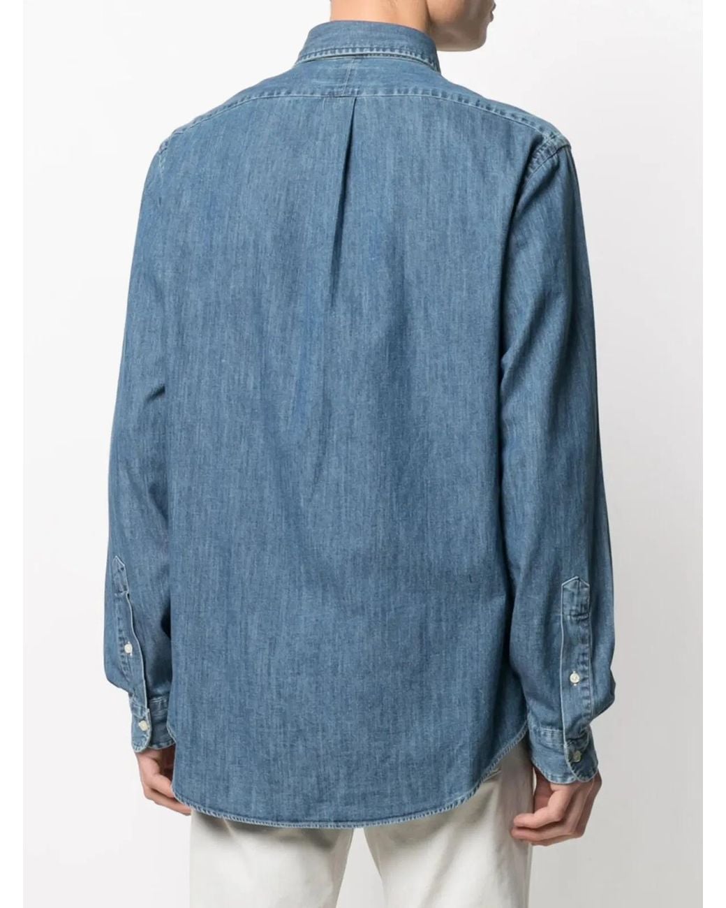 Polo Ralph Lauren Blue Custom-Fit Denim Shirt for men