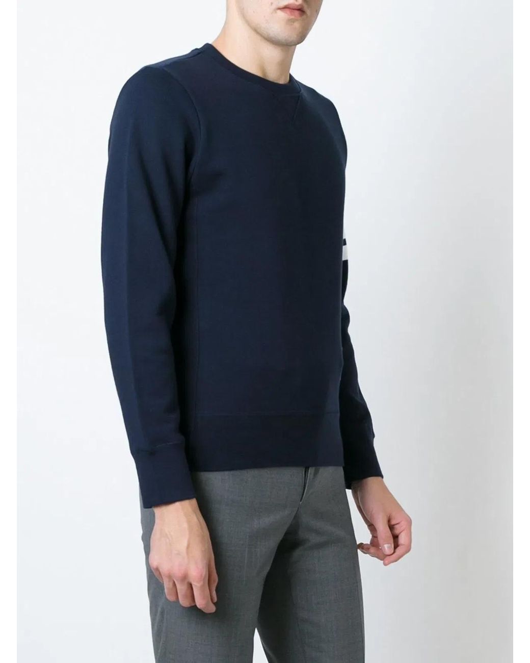 Thom Browne Blue Cotton Crewneck Sweatshirt for men