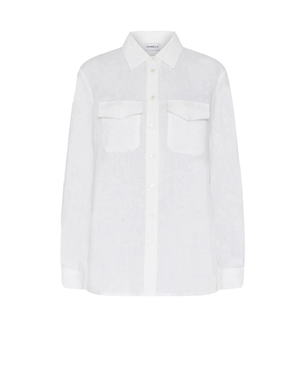 Marella White Long-Sleeved Shirt With Pockets