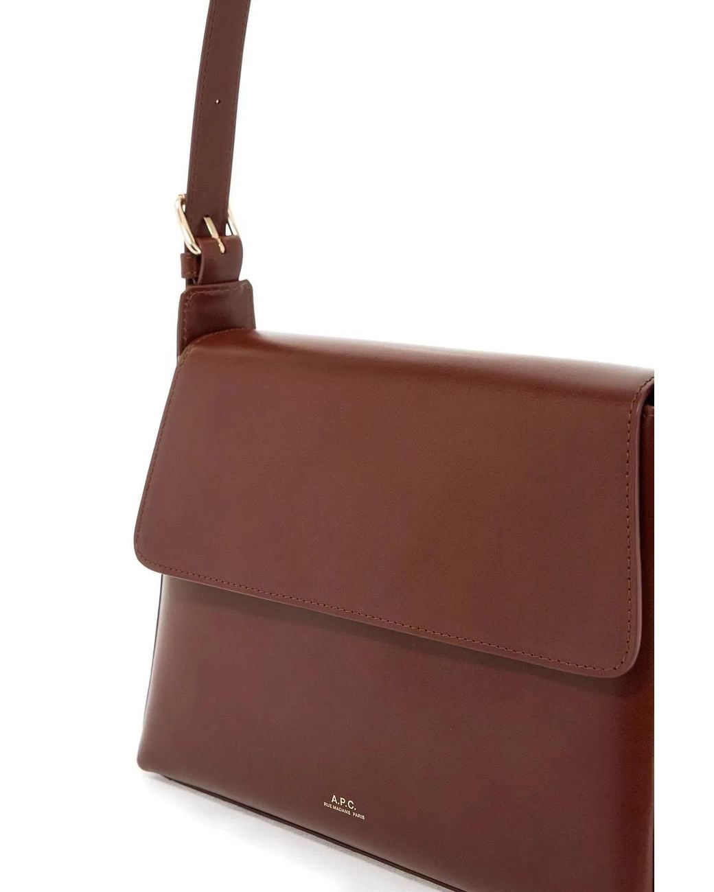 A.P.C. Brown Virginie Flap Shoulder Bag