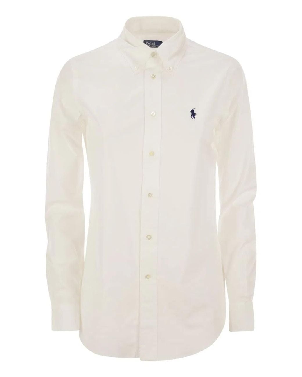 Polo Ralph Lauren White Ls Brkn St Long Sleeve Button Front Shirt