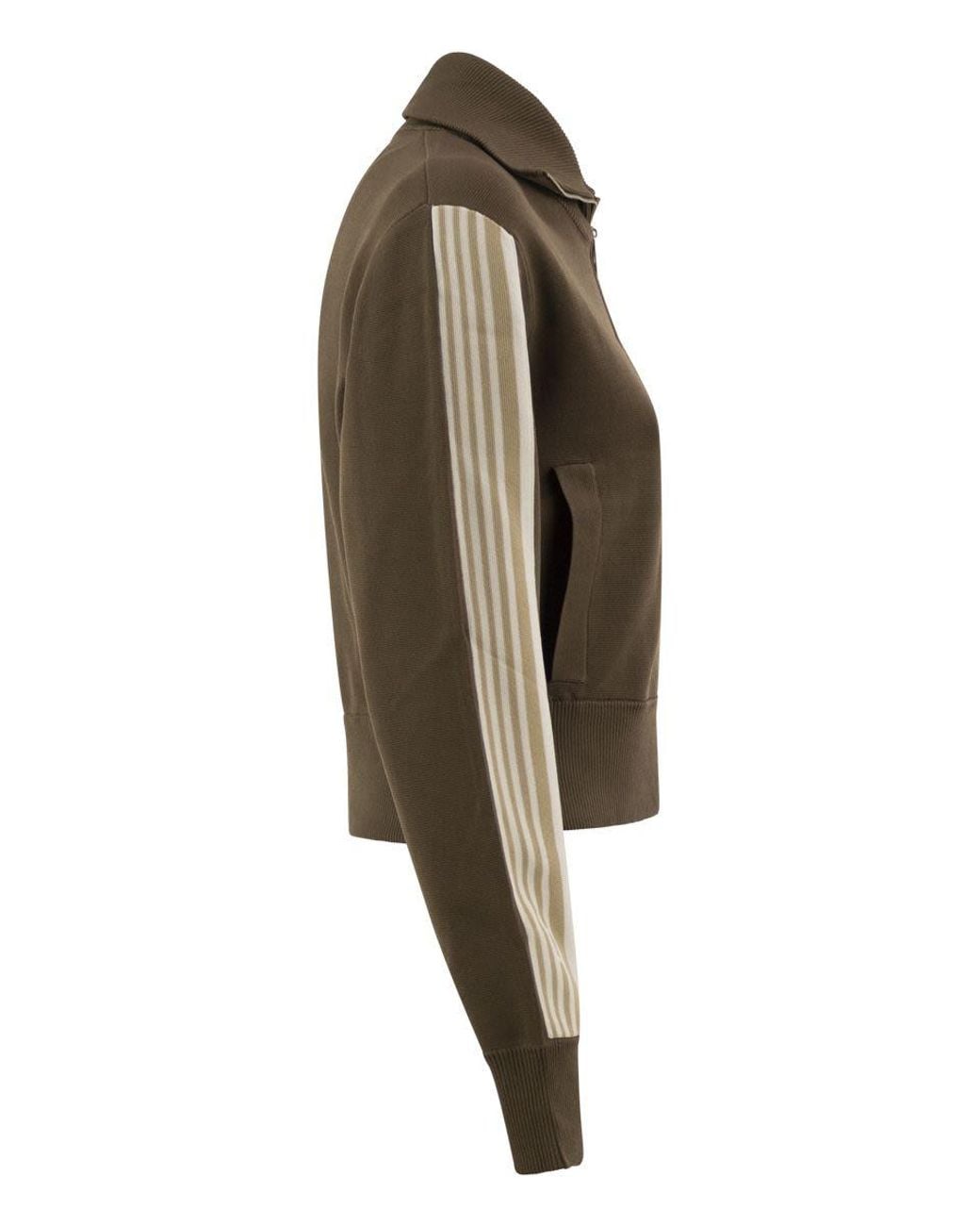 Autry Green Track Jacket With Zip And Contrast Stripes