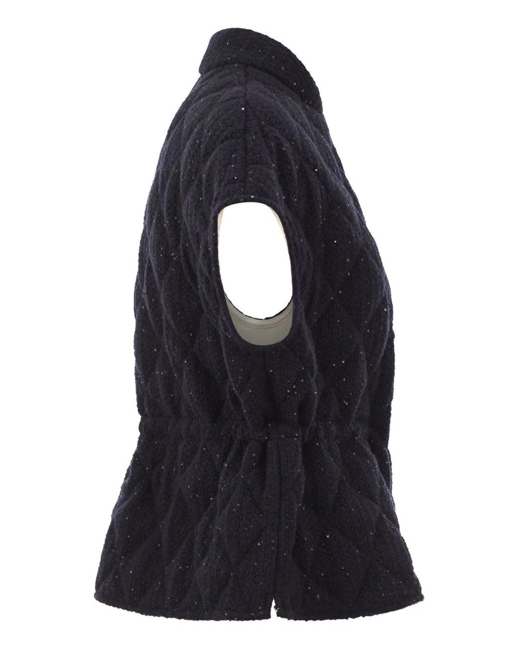 Fabiana Filippi Blue Quilted Virgin Wool, Silk And Cashmere Gilet With Sequins