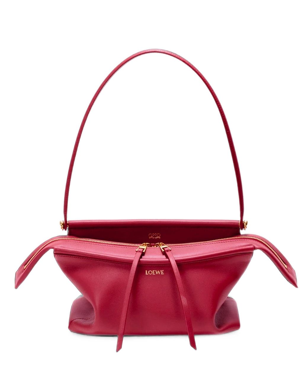 Loewe Red Small Whisker Glazed Leather Bag