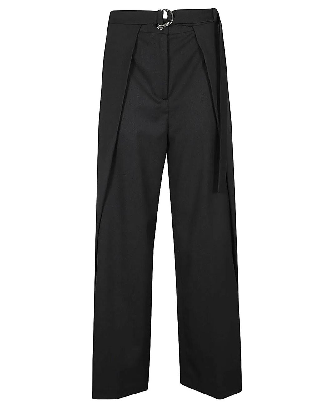Erika Cavallini Semi Couture Black Wool Twill Amelia Trousers