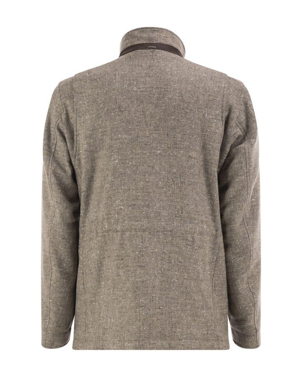 Herno Brown Virgin Wool Field Jacket With Concealed Hood for men