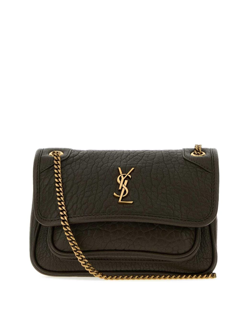 Saint Laurent Black Dark Leather Mini Niki Crossbody Bag