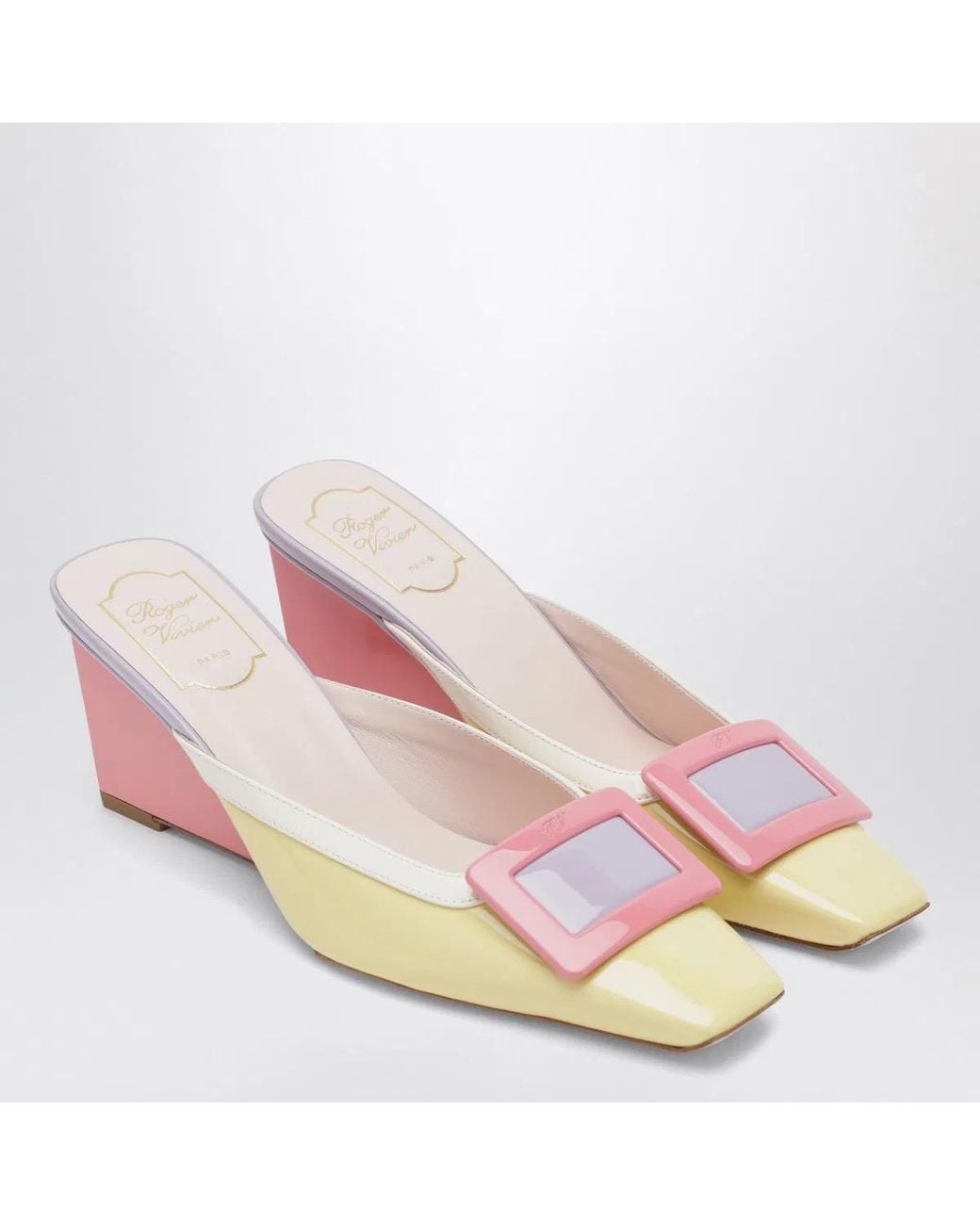 Roger Vivier Pink Belle Vivier Wedge Mules
