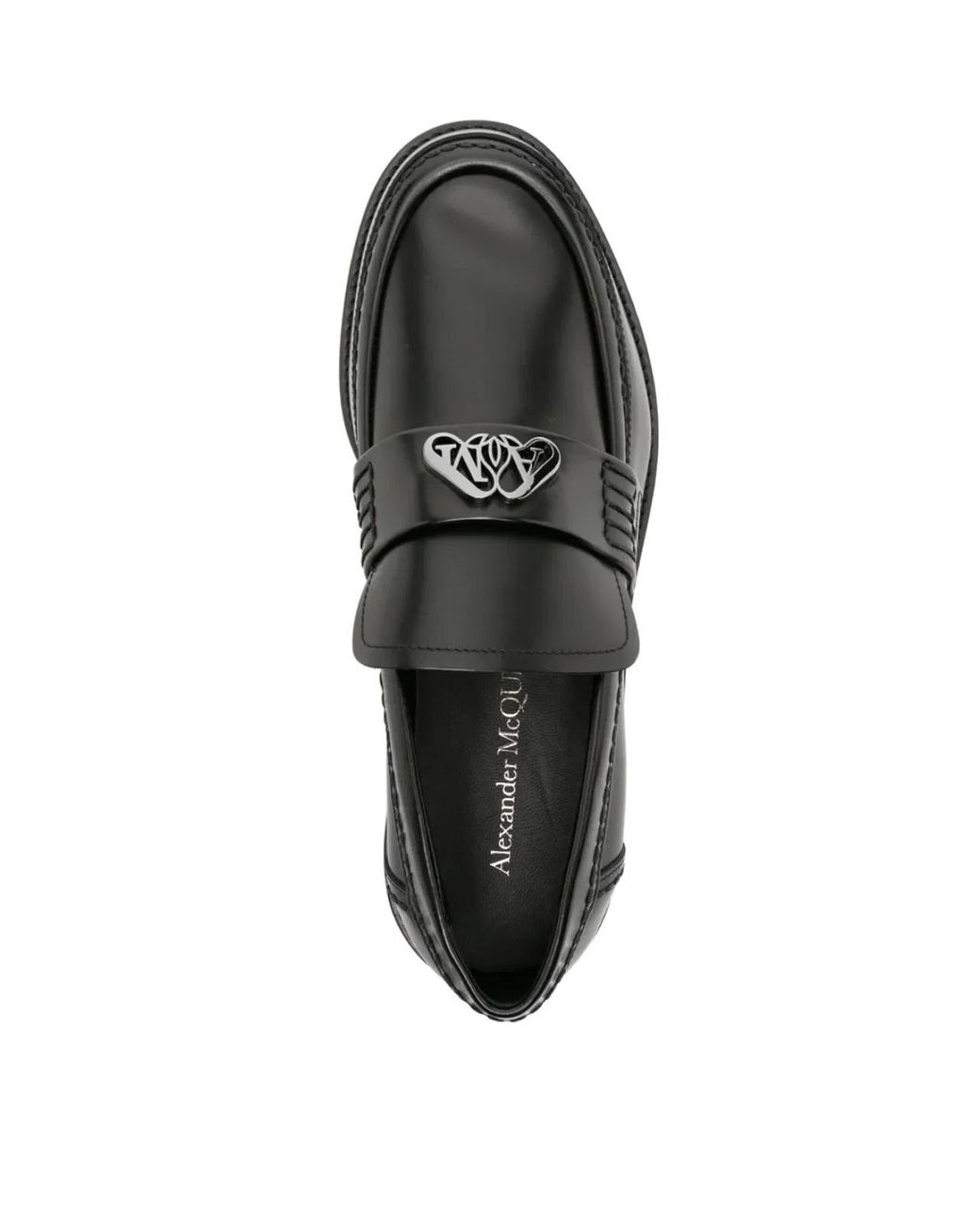 McQueen Black Seal Logo Plaque Loafers