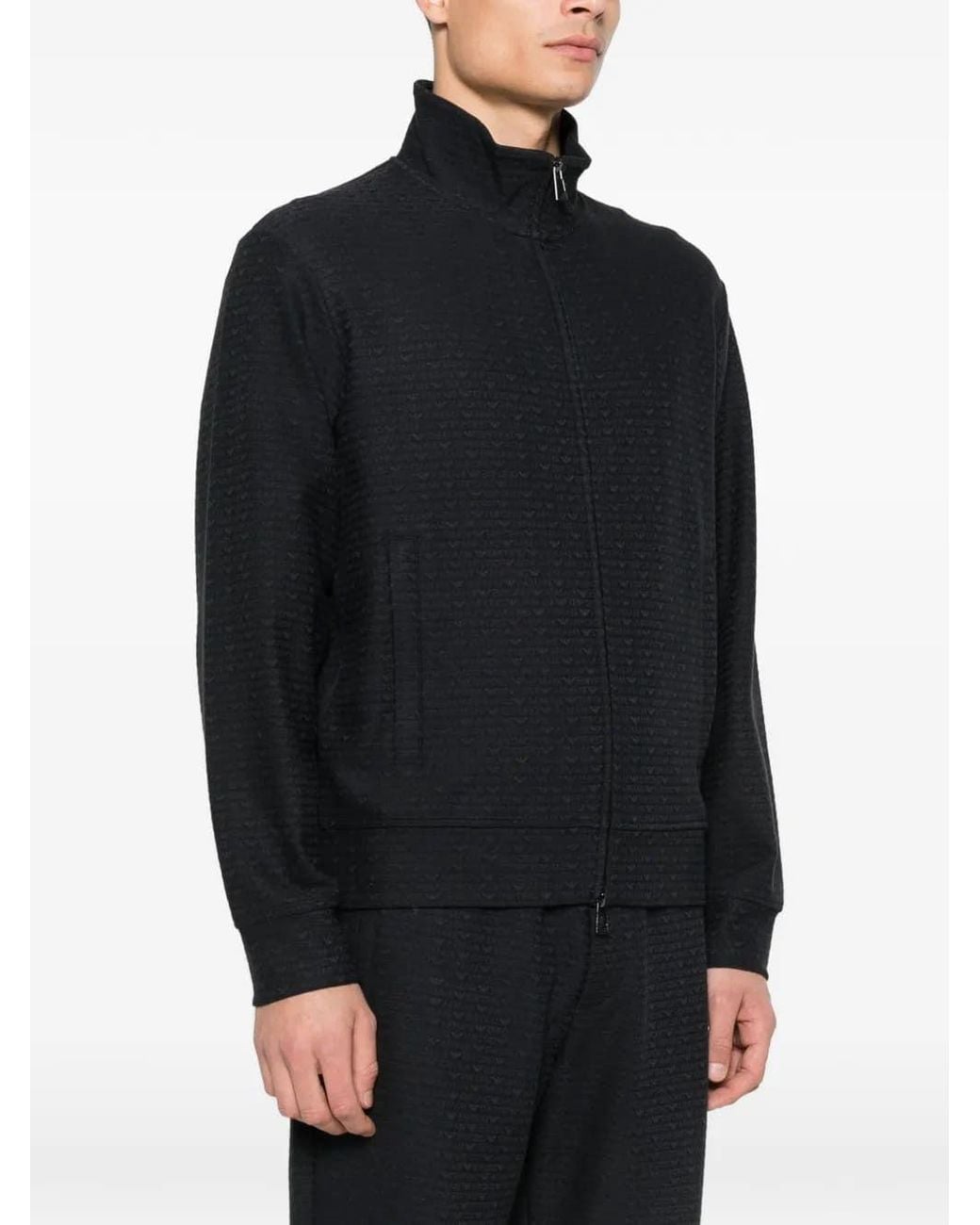 Emporio Armani Black Textured Sweatshirt for men