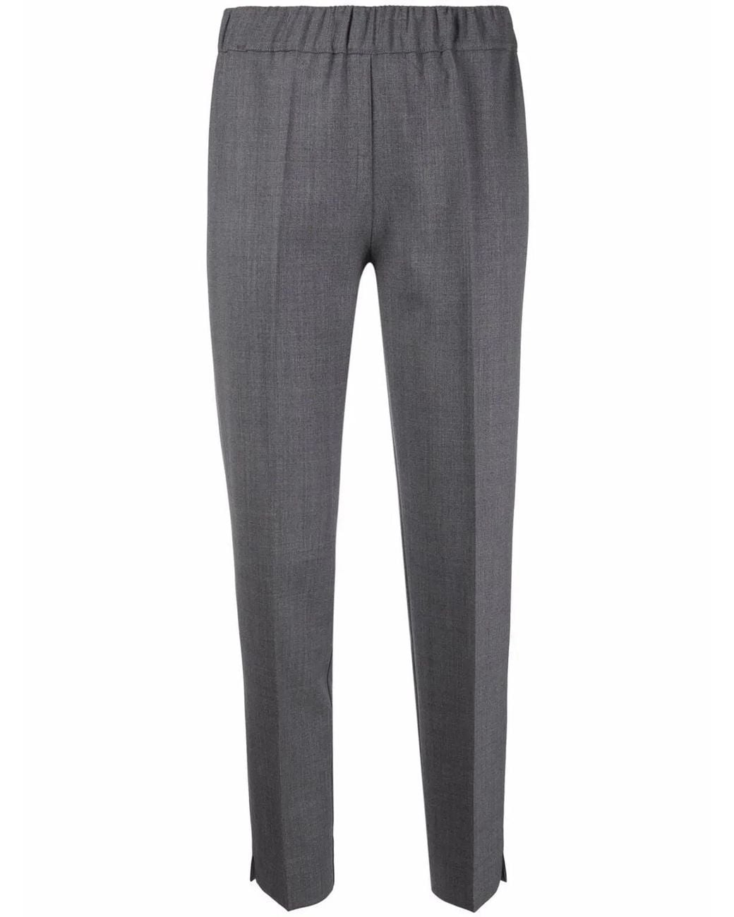 D.exterior Gray Virgin Wool-Blend Contrast Stitching Trousers