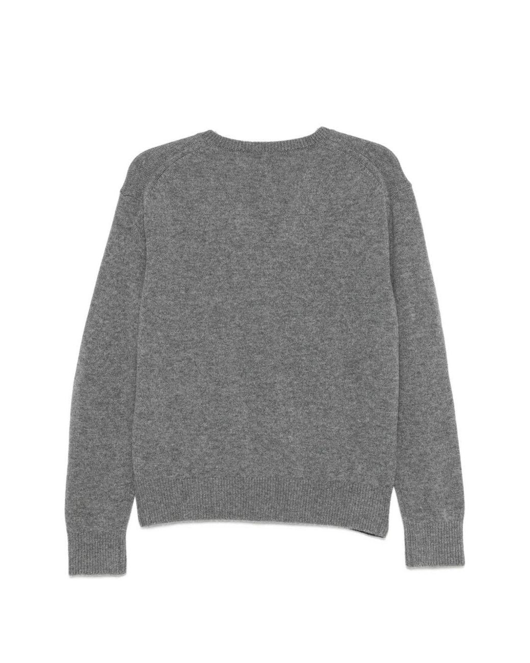 DUNST Gray Wool And Cashmere V-Necked Sweater
