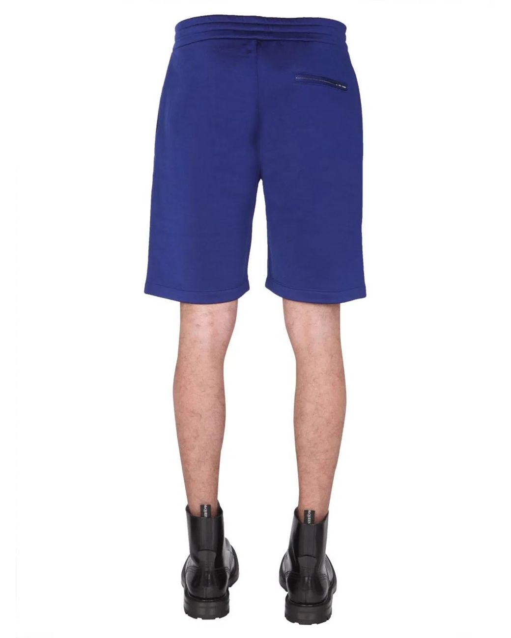 McQueen Blue Shorts With Embroidered Logo for men