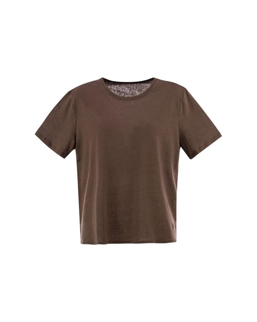 Majestic Brown Linen Crew-Neck T-Shirt