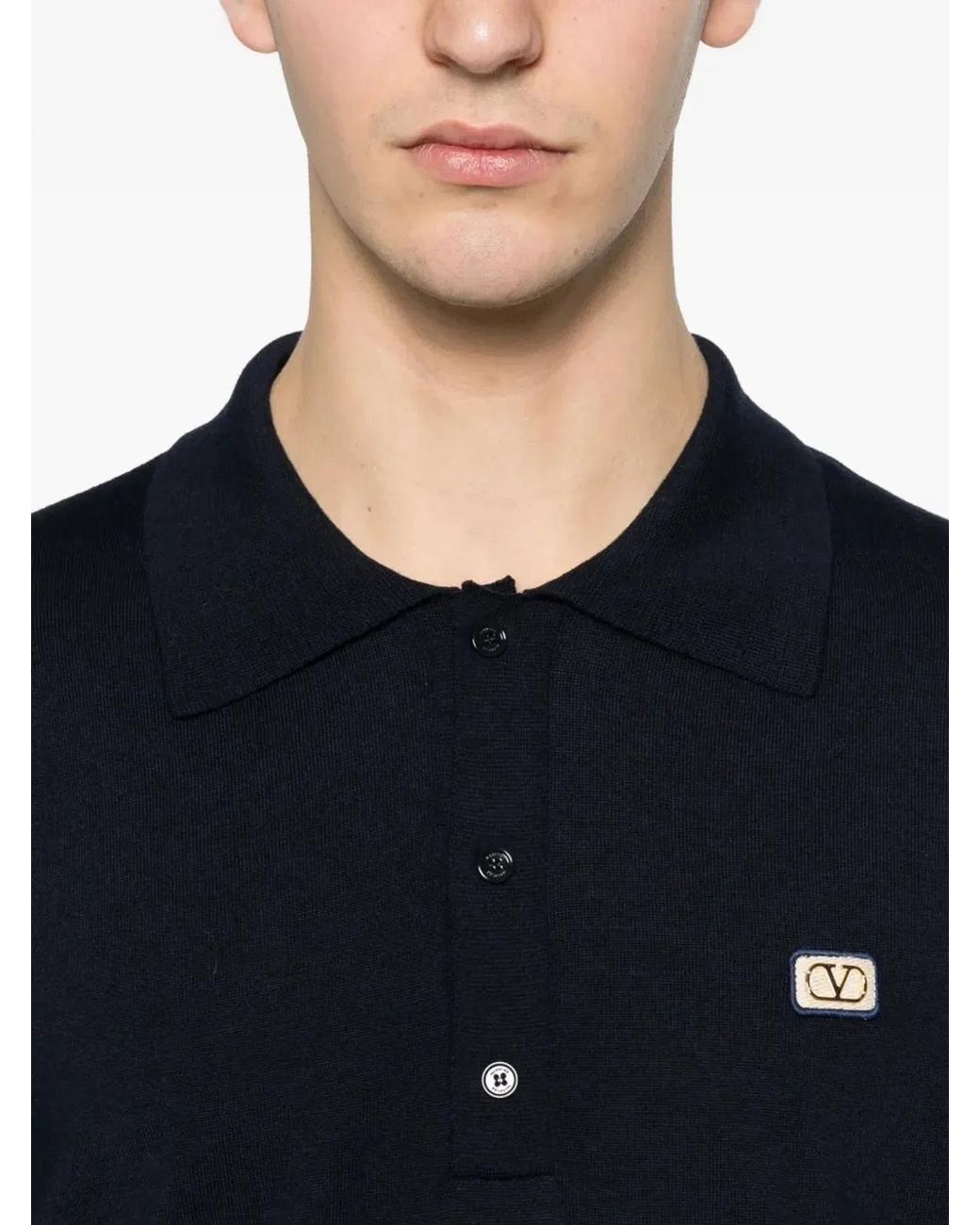 Valentino Garavani Black Polo Shirt With Vlogo Patch for men