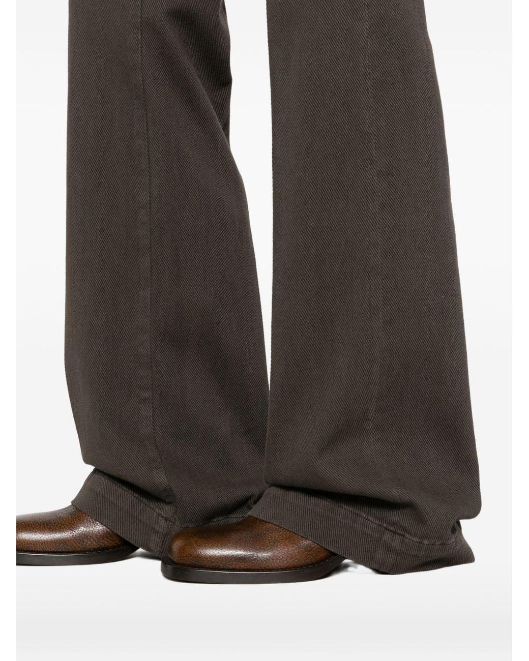 Via Masini 80 Gray Wool Flared Leg Trousers