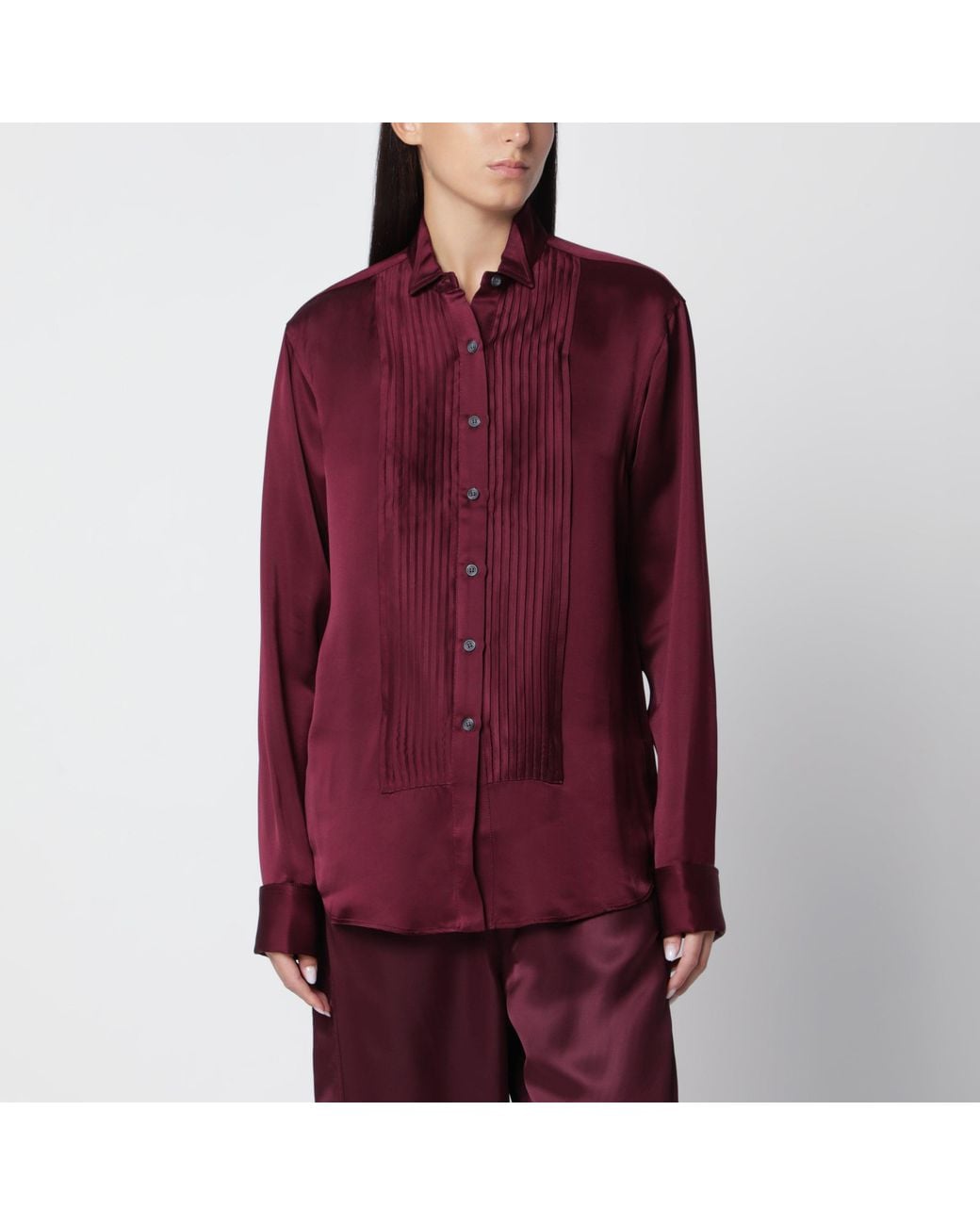 Sanderlak Red Aubergine Tuxedo Shirt