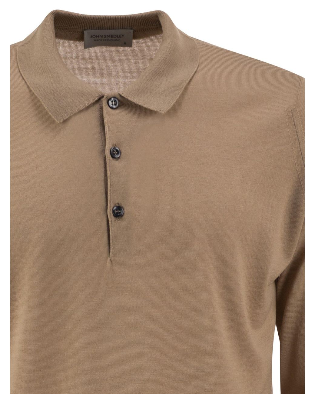 John Smedley Brown Long-Sleeved Merino Wool Polo Shirt for men