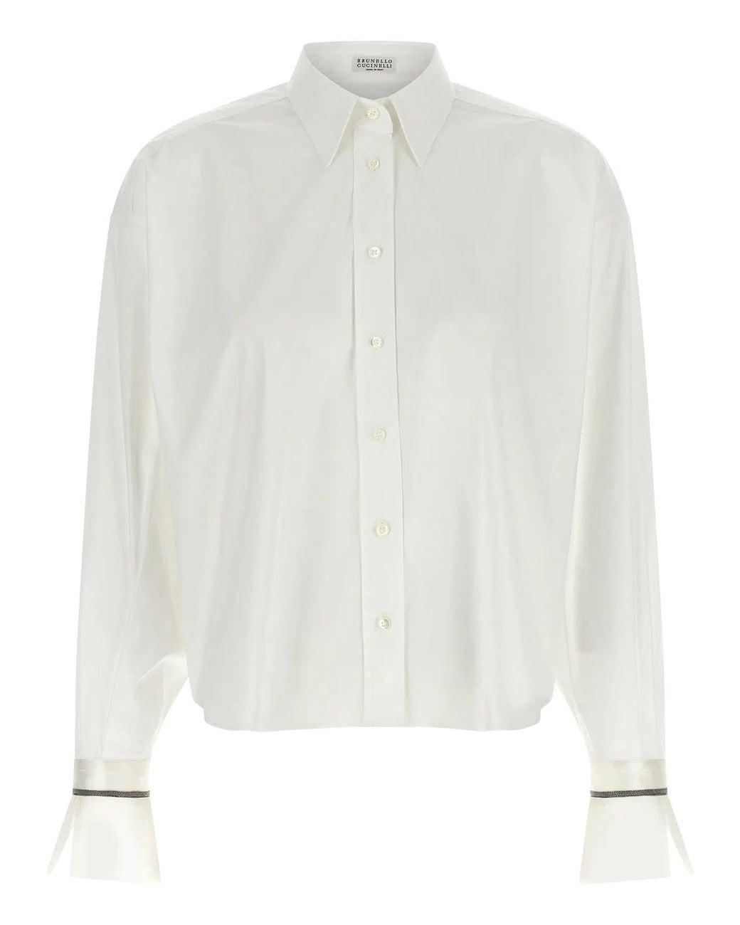 Brunello Cucinelli White 'Shiny Cuffs' Shirt
