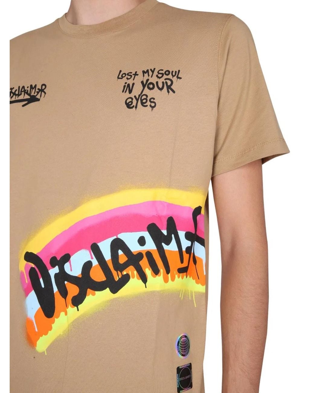 DISCLAIMER Black T-Shirt With Screen Print for men