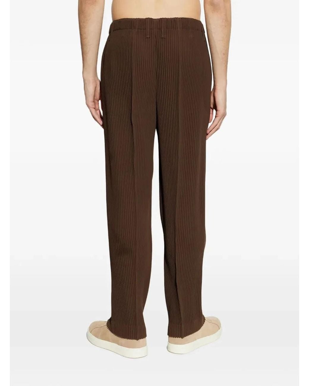 HOMME PLISSÉ Brown Homme Plisse Homme Plisse Issey Miyake Tuxedo Pleated Trousers for men