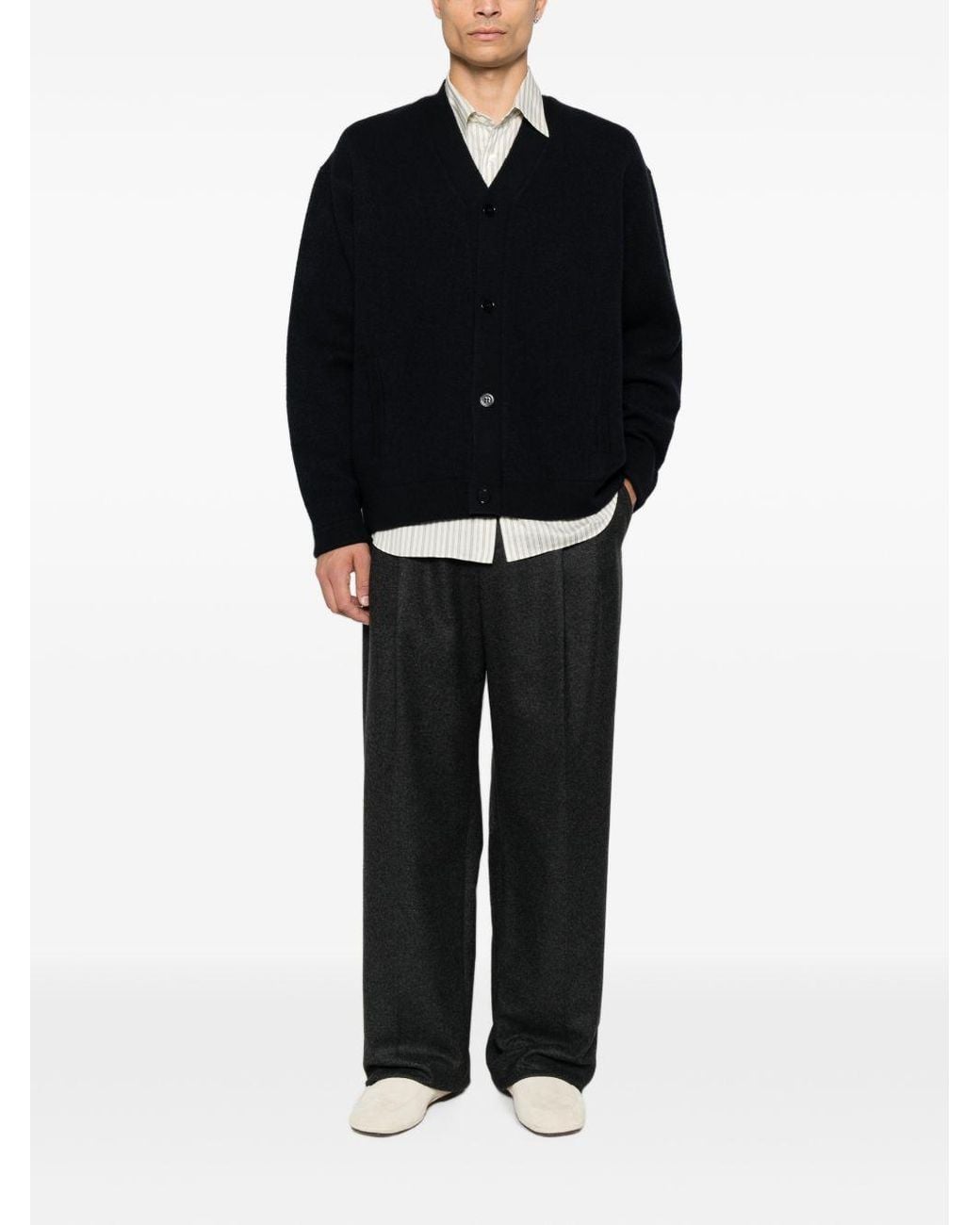 Emporio Armani Black Wool Blend Trousers for men