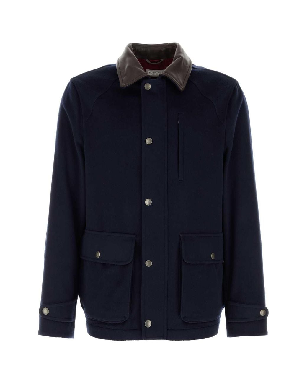 Brunello Cucinelli Blue Virgin Wool Jacket Withnappa Inserts for men