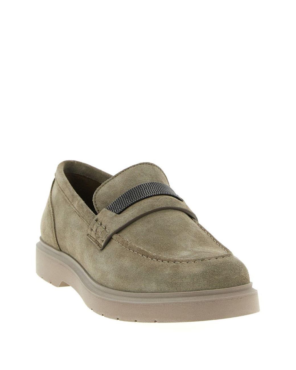 Brunello Cucinelli Brown Suede Leather Loafers