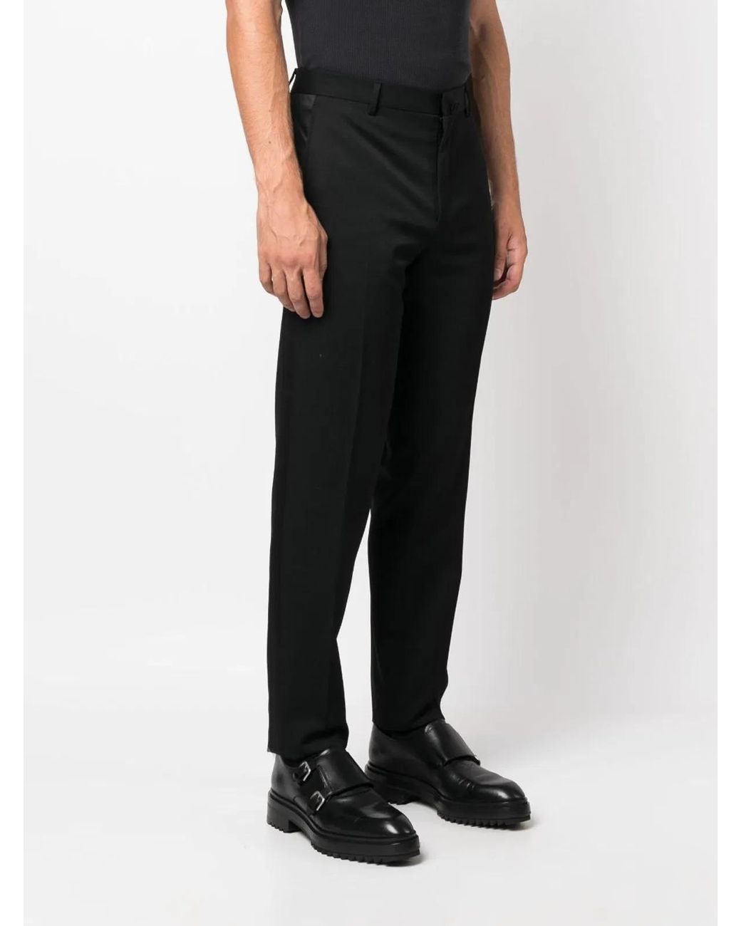 Lanvin Black Tuxedo Cigarette Trousers for men