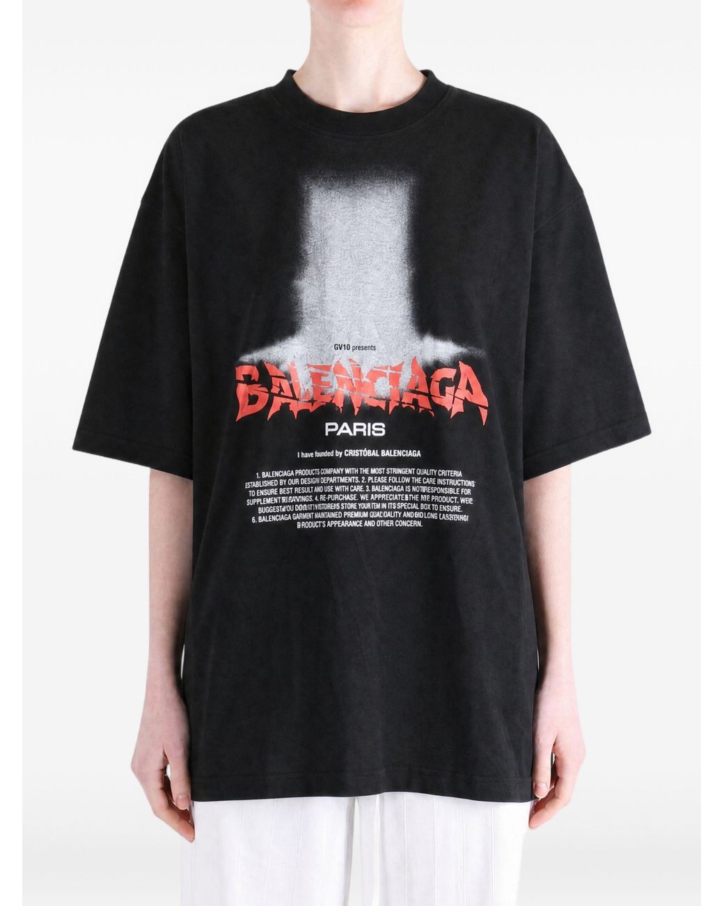 Balenciaga Black Tshirt Con Stampa