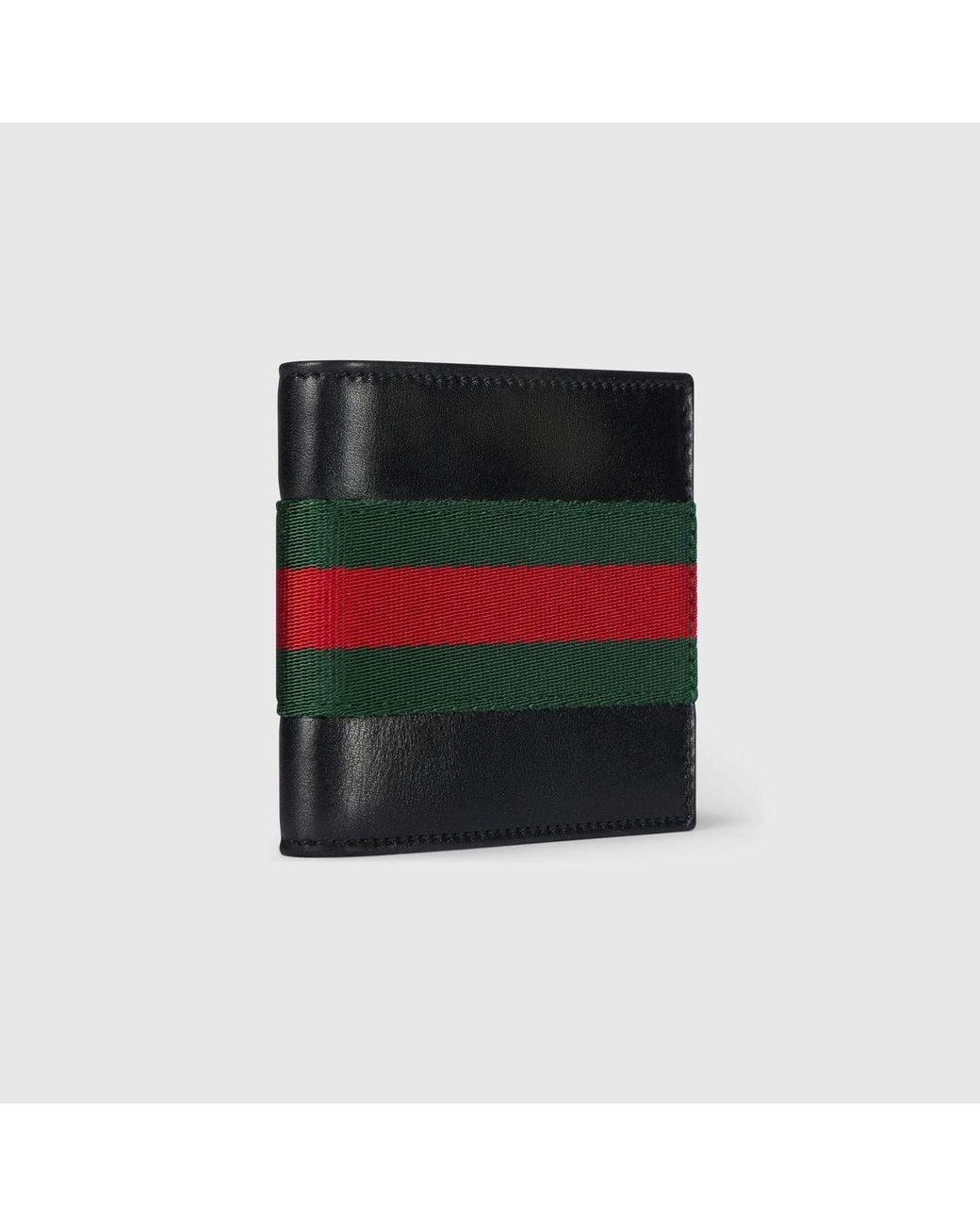 Gucci Red Web Trademark Bi-Fold Wallet, Leather for men