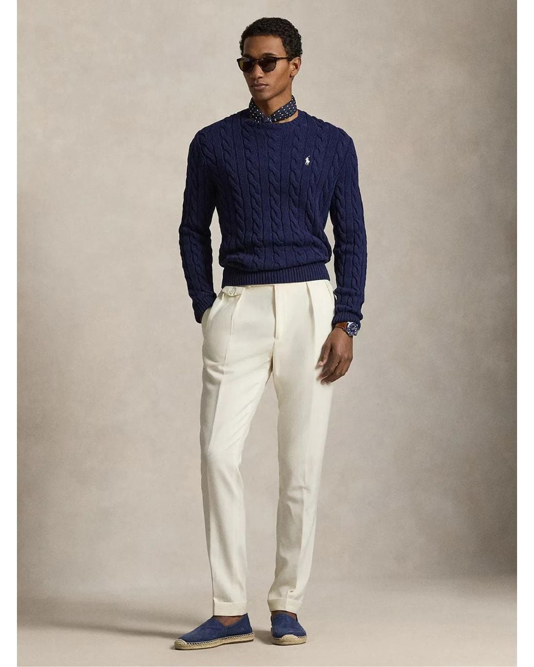 Polo Ralph Lauren Blue Plaited Cotton Jersey for men