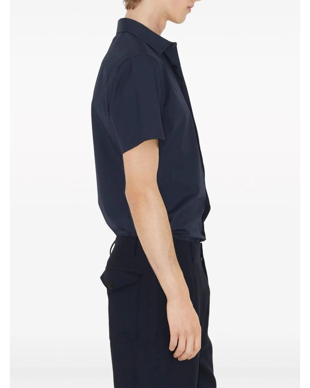 Burberry Blue Stretch Poplin Shirt for men